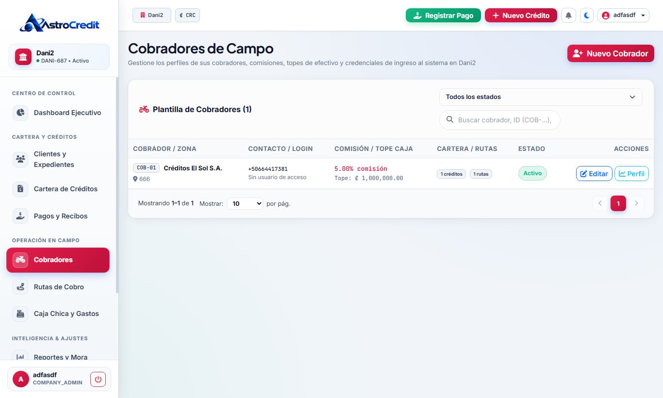 Gestión de Cobradores de Campo & Metas