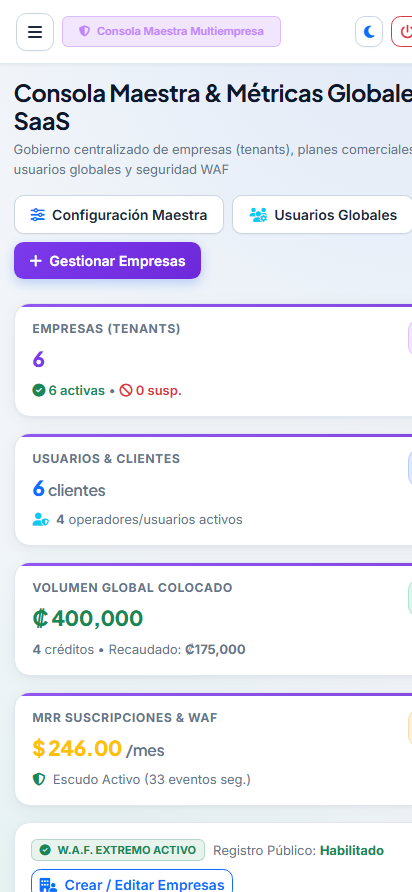 Login Móvil Ejecutivo & Pestaña Clientes