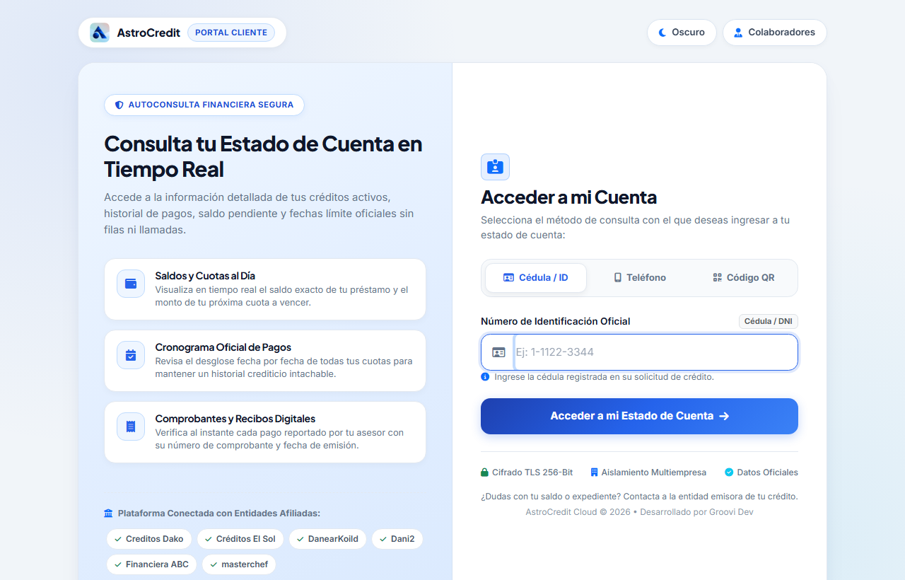 Portal del Cliente en Pantalla Completa