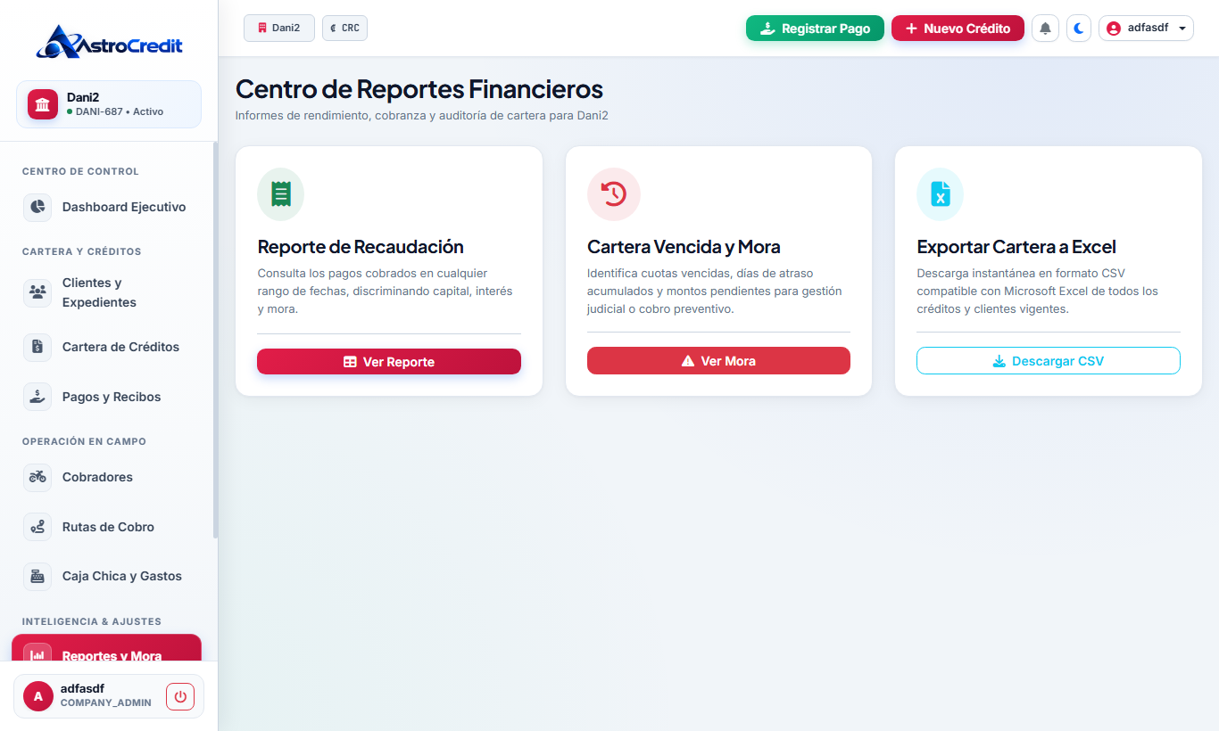 Reportes Financieros & Análisis de Mora